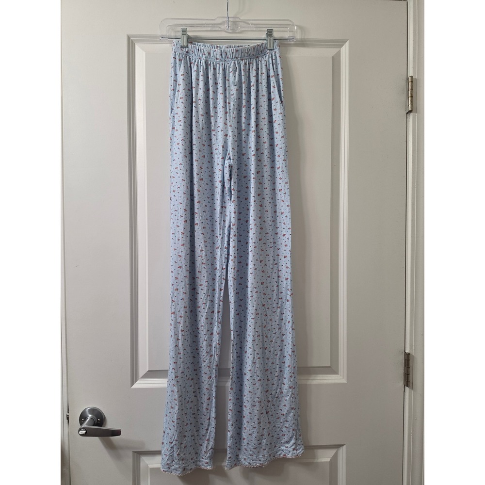 Altar'd State Floral Pajama Pants Blue Wide Leg Lounge Sleepwear Small
